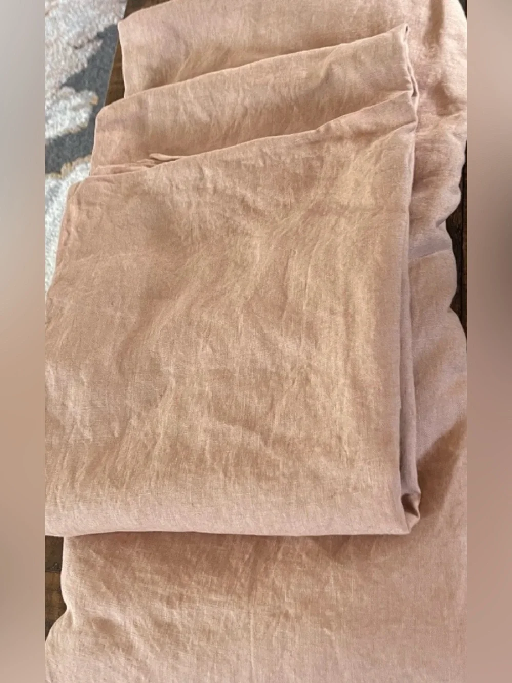 NWOT Quince European Linen 3 Pc Duvet Cover Set, Full/Queen (Desert Sunset)